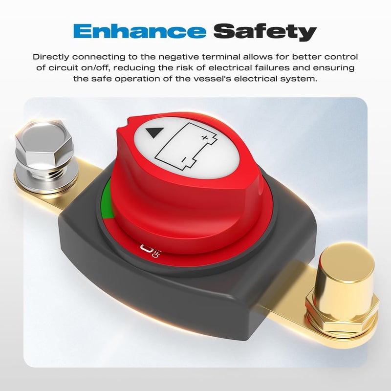 Malictele Side Post Battery Disconnect Swi with Adapter 275A 12-48V Heavy-Duty Battery Disconnect Switch for Car Vehicle RV and Boat（On/Off） - Image 5